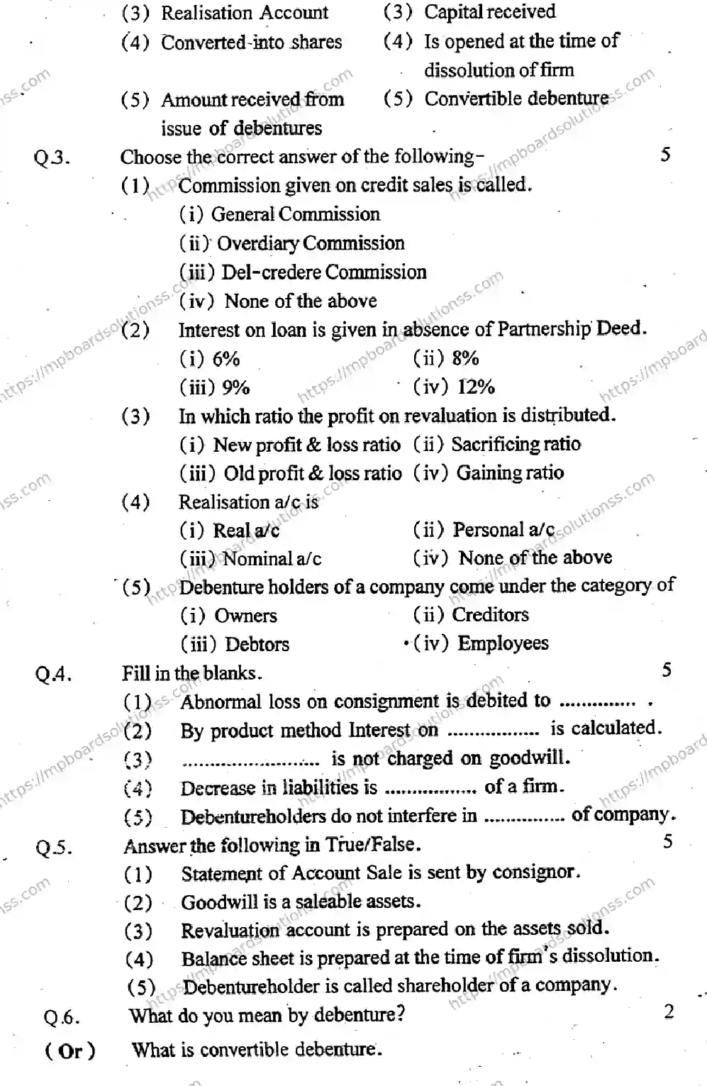 MP Board Class 12 Book Keeping & Accountancy HE-135501 Final Paper 2015 Image 2