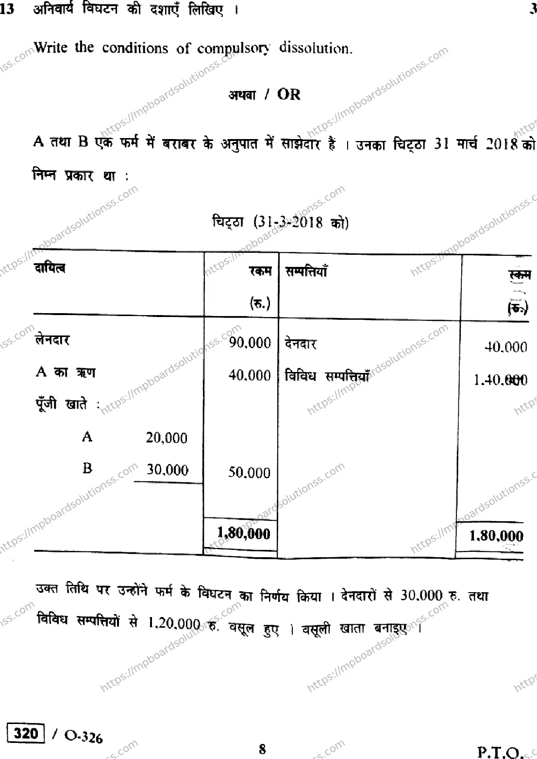 MP Board Class 12 Book Keeping & Accountancy HE-364134 Final Paper 2021 Image 8