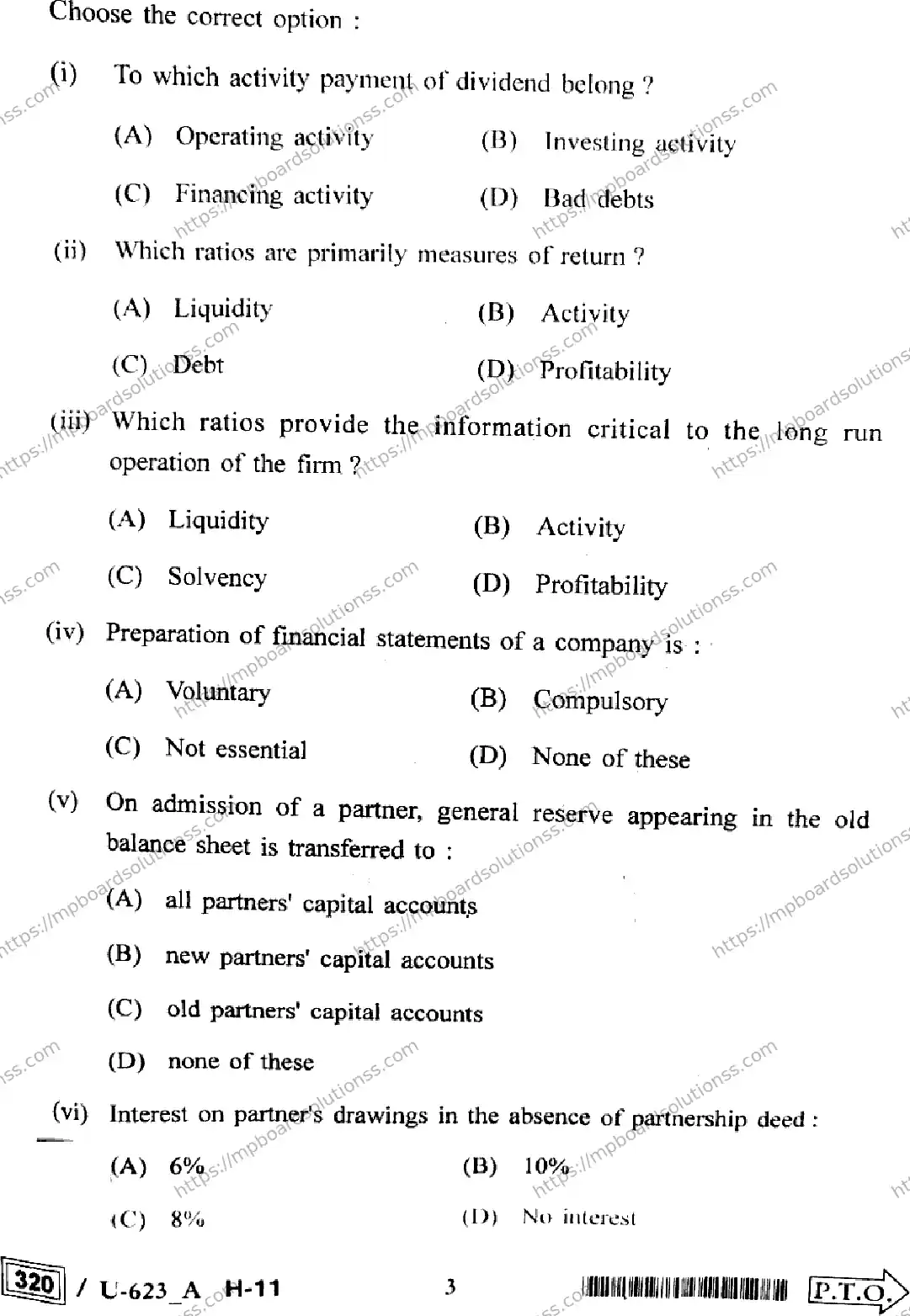 MP Board Class 12 Book Keeping & Accountancy U Set A-535770 Final Paper 2023 Image 3