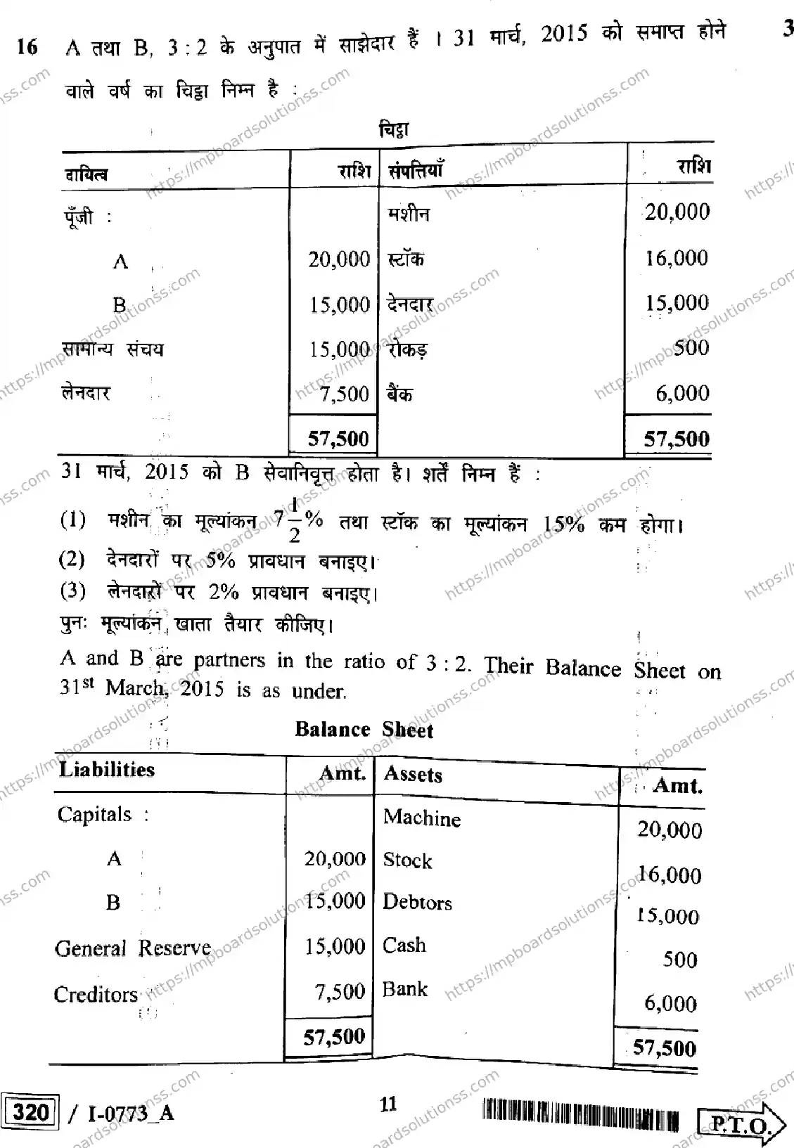 MP Board Class 12 Book Keeping And Accountancy I Set A-928538 Final Paper 2024 Image 11