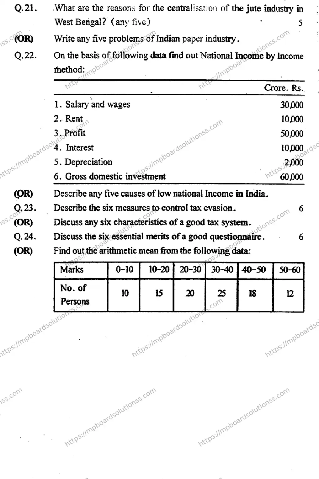 MP Board Class 12 Business Economics HE-465711 Final Paper 2016 Image 4