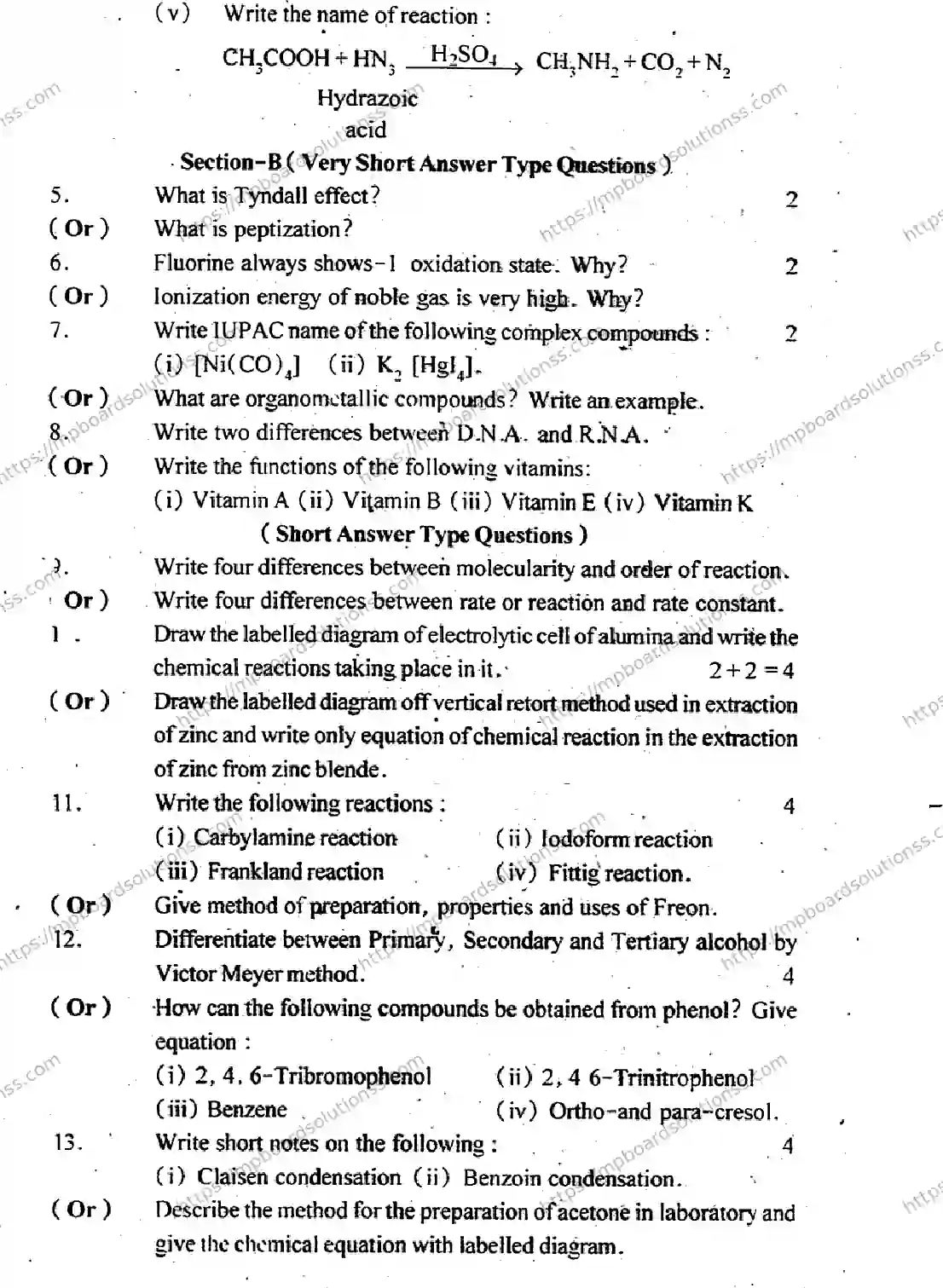 MP Board Class 12 Chemistry EM-537062 Final Paper 2014 Image 3