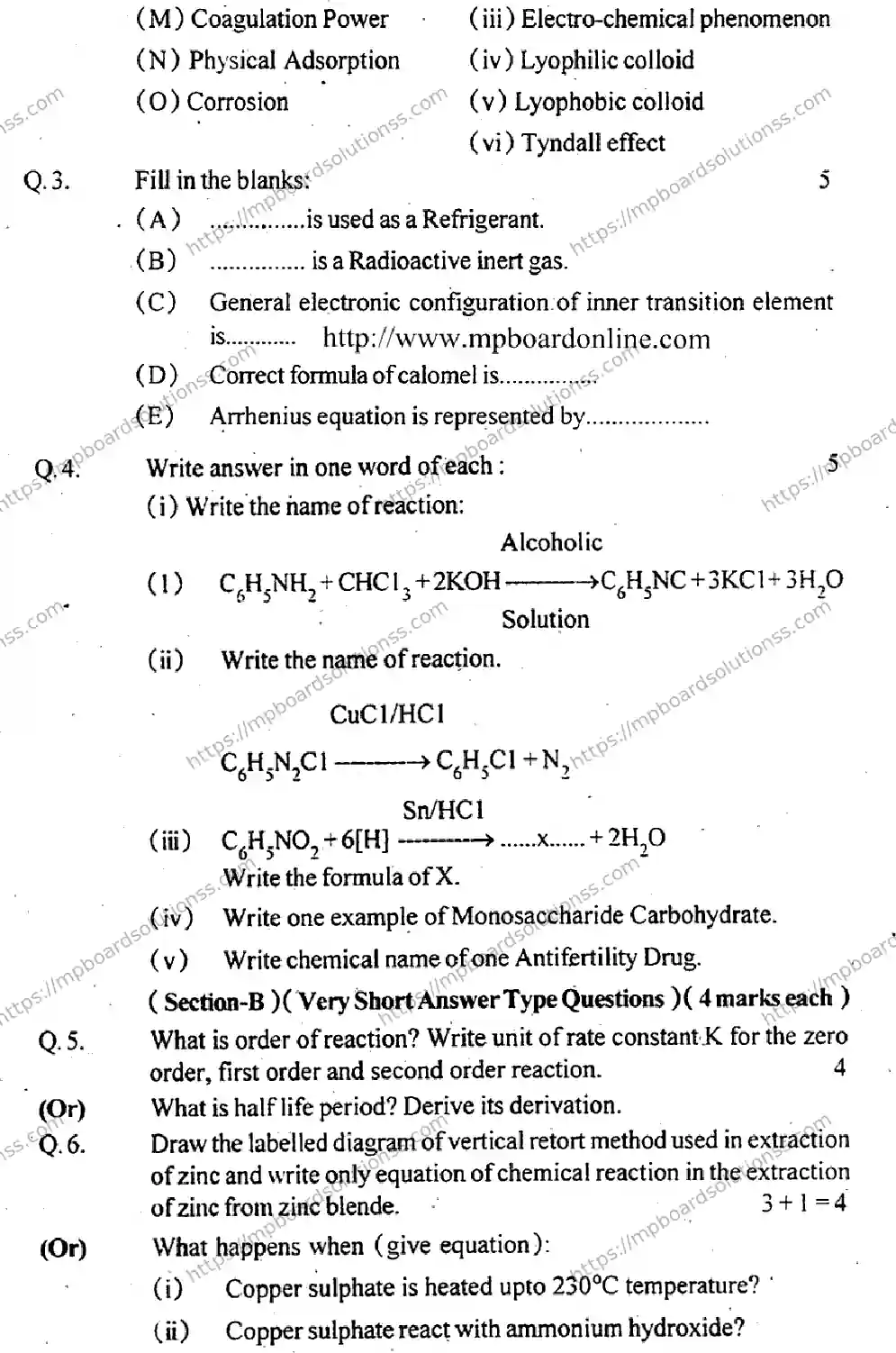 MP Board Class 12 Chemistry EM-560941 Final Paper 2012 Image 2