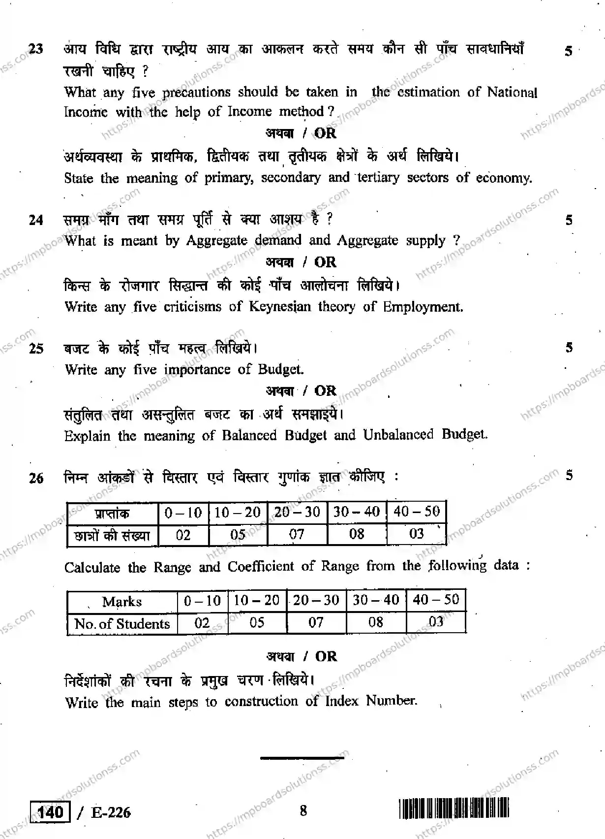 MP Board Class 12 Economics HE-353867 Final Paper 2019 Image 8