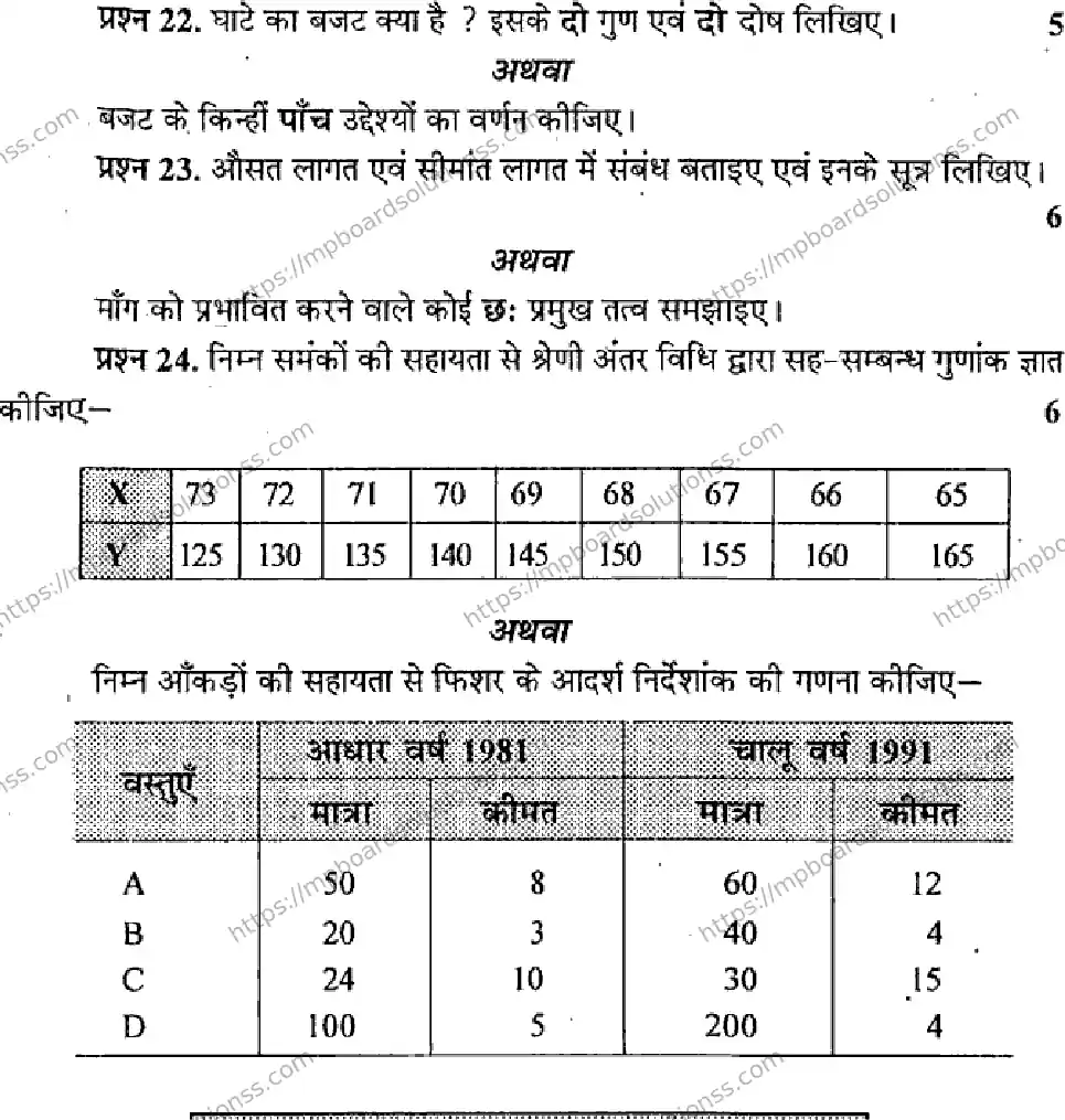 MP Board Class 12 Economics HM-206144 Final Paper 2014 Image 4