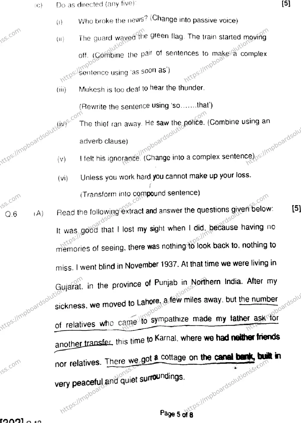 MP Board Class 12 English-484626 Final Paper 2020 Image 5