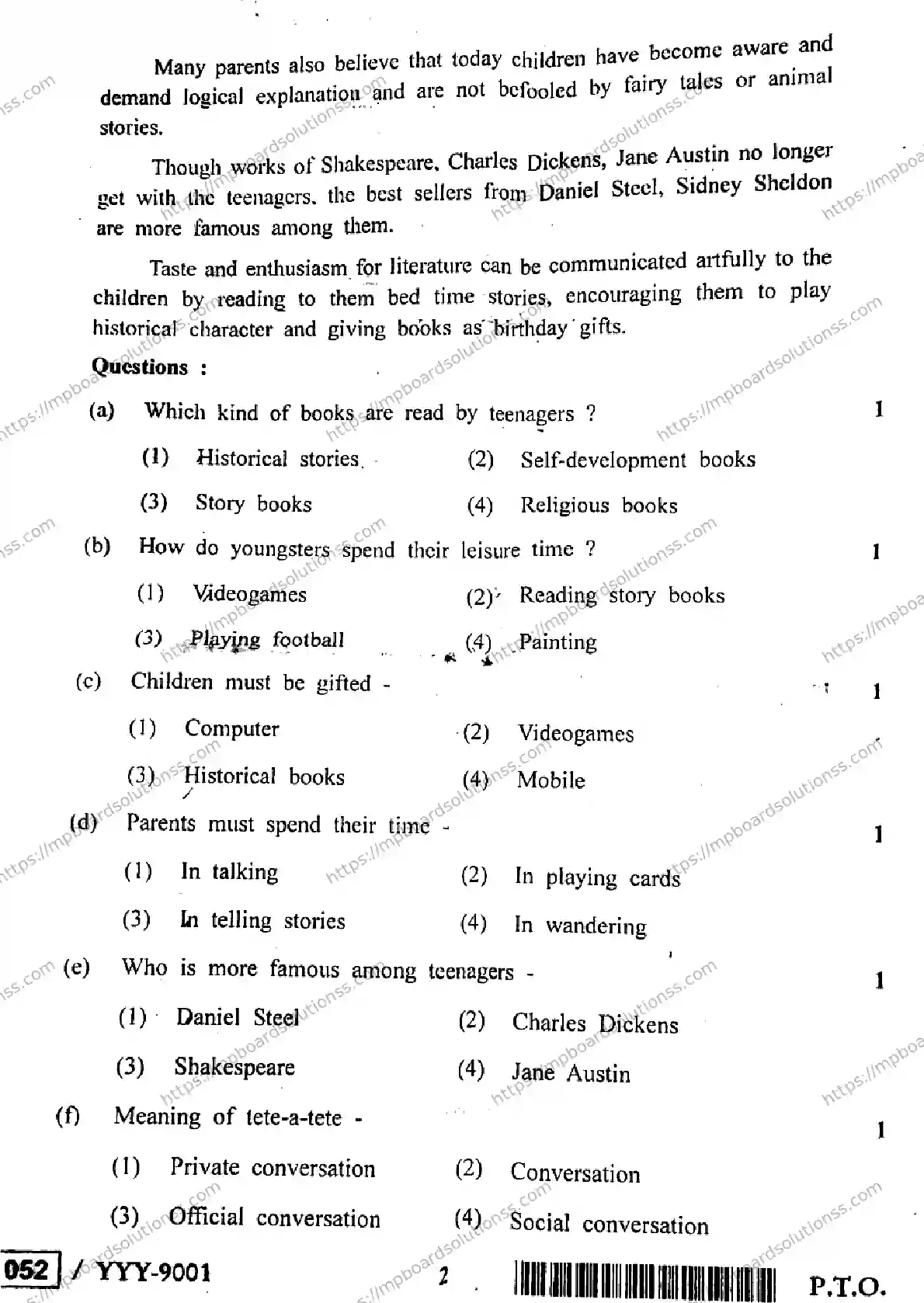 MP Board Class 12 English General-972043 Final Paper 2019 Image 2