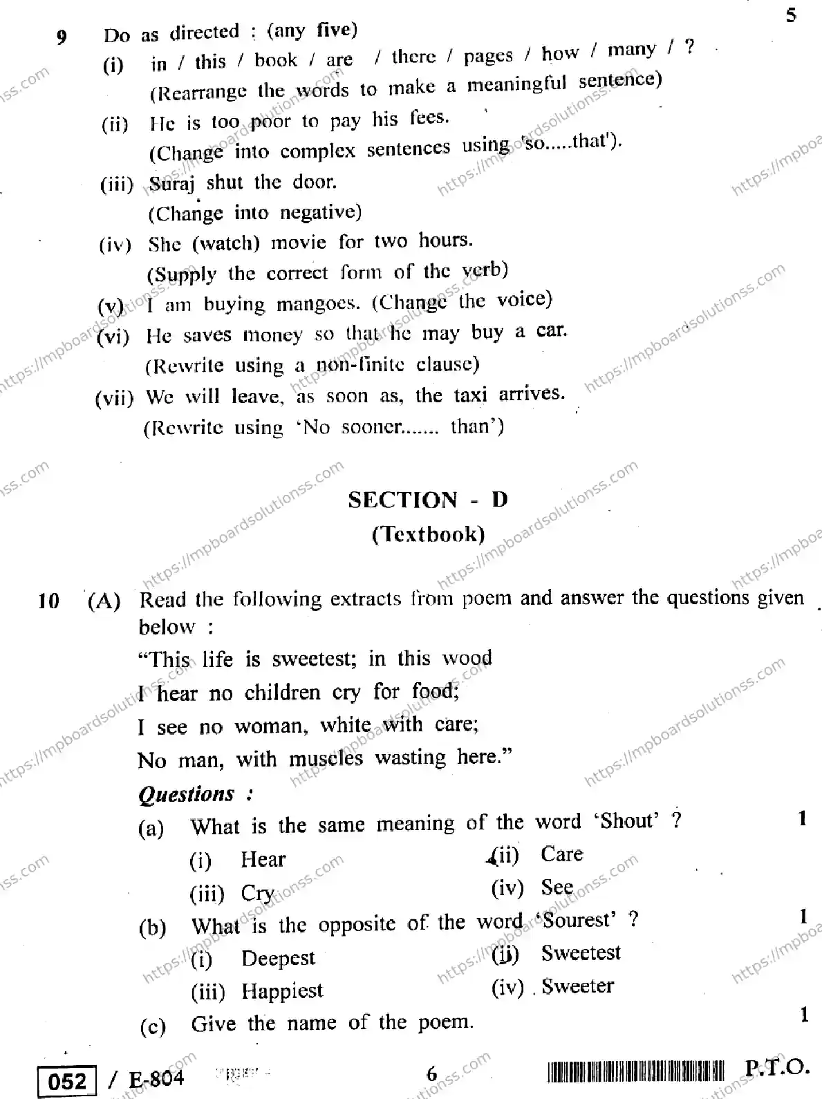MP Board Class 12 English General E-633844 Final Paper 2020 Image 6
