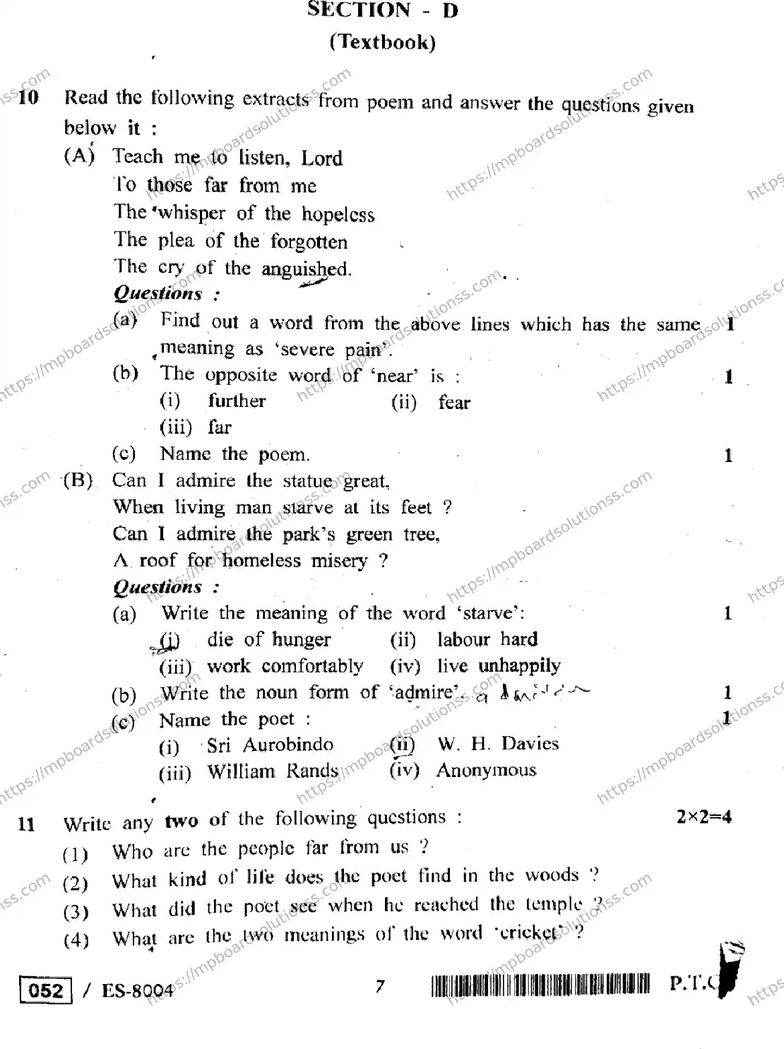 MP Board Class 12 English General ES-778010 Final Paper 2020 Image 7