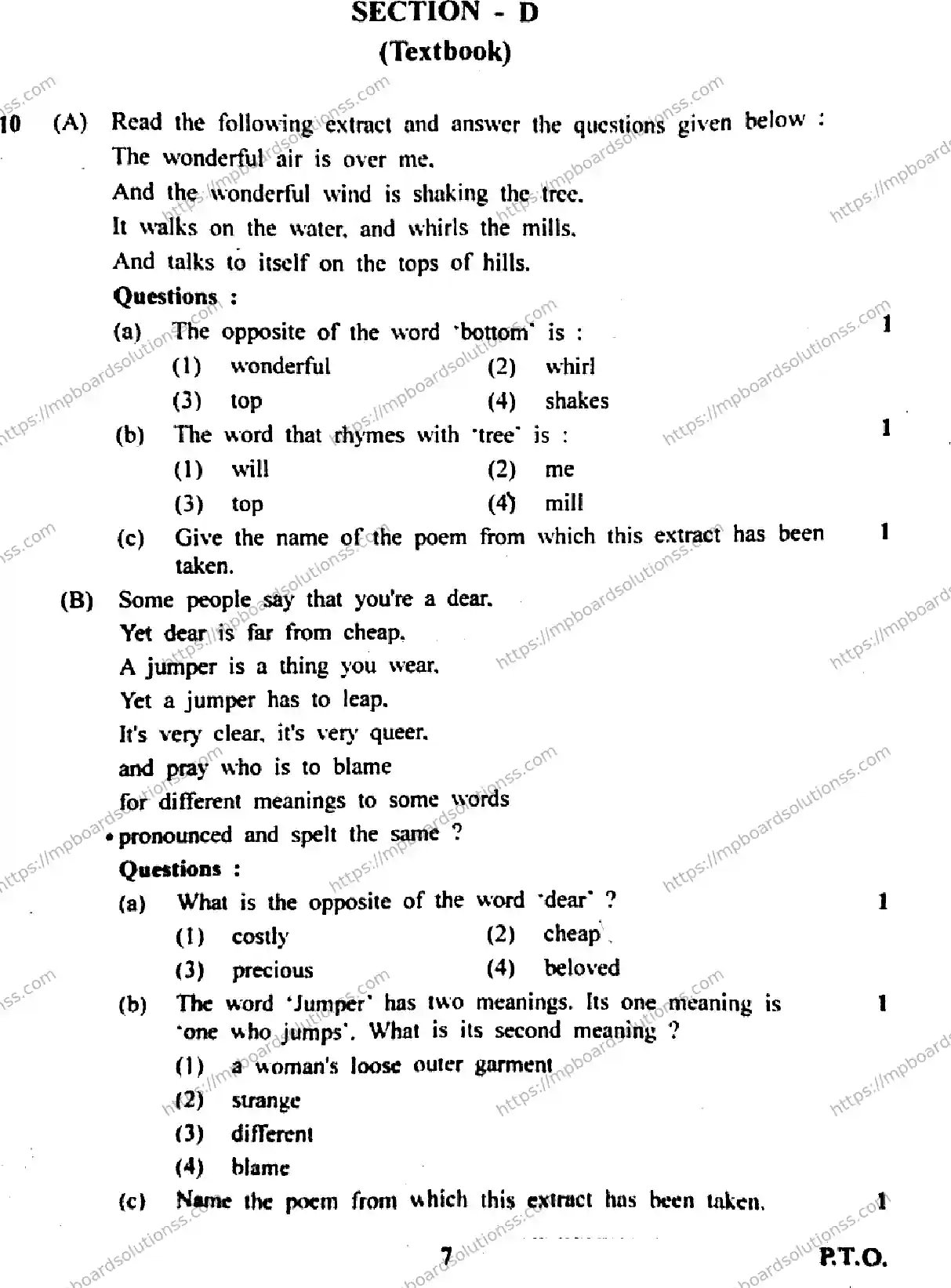 MP Board Class 12 English General I-191303 Final Paper 2018 Image 7