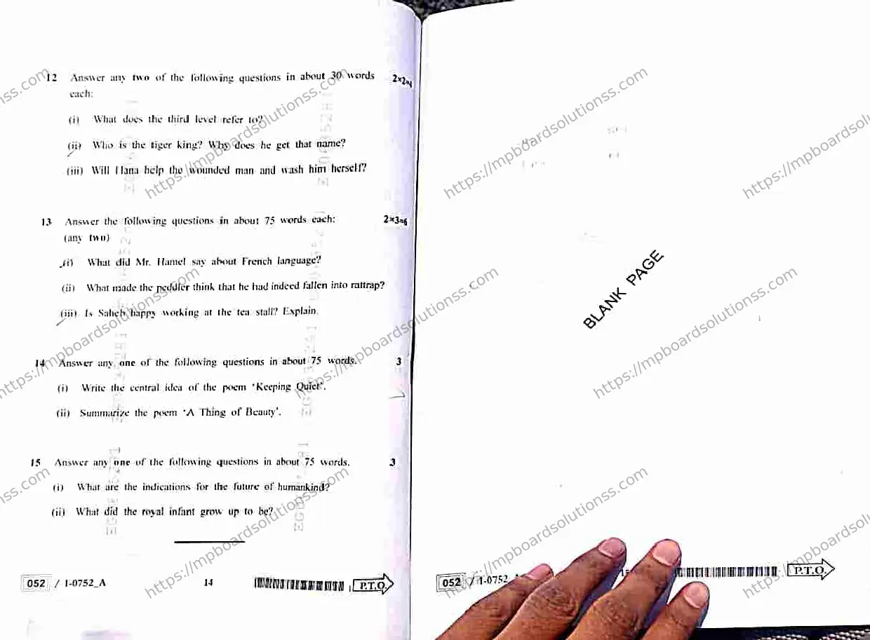 MP Board Class 12 English I Set A-786007 Final Paper 2024 Image 8
