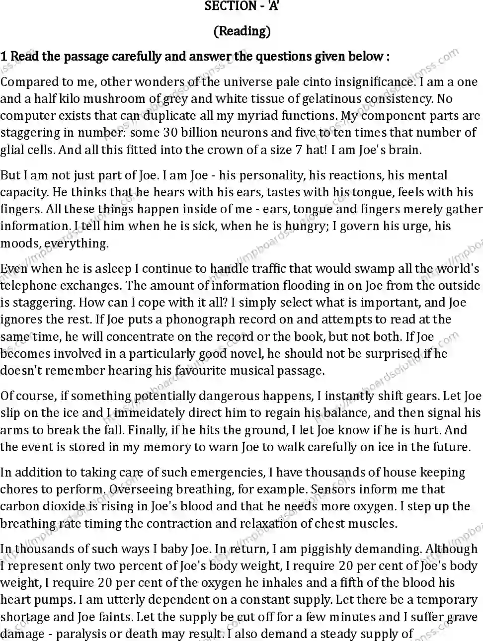 MP Board Class 12 English I Set B-144134 Final Paper 2024 Image 2