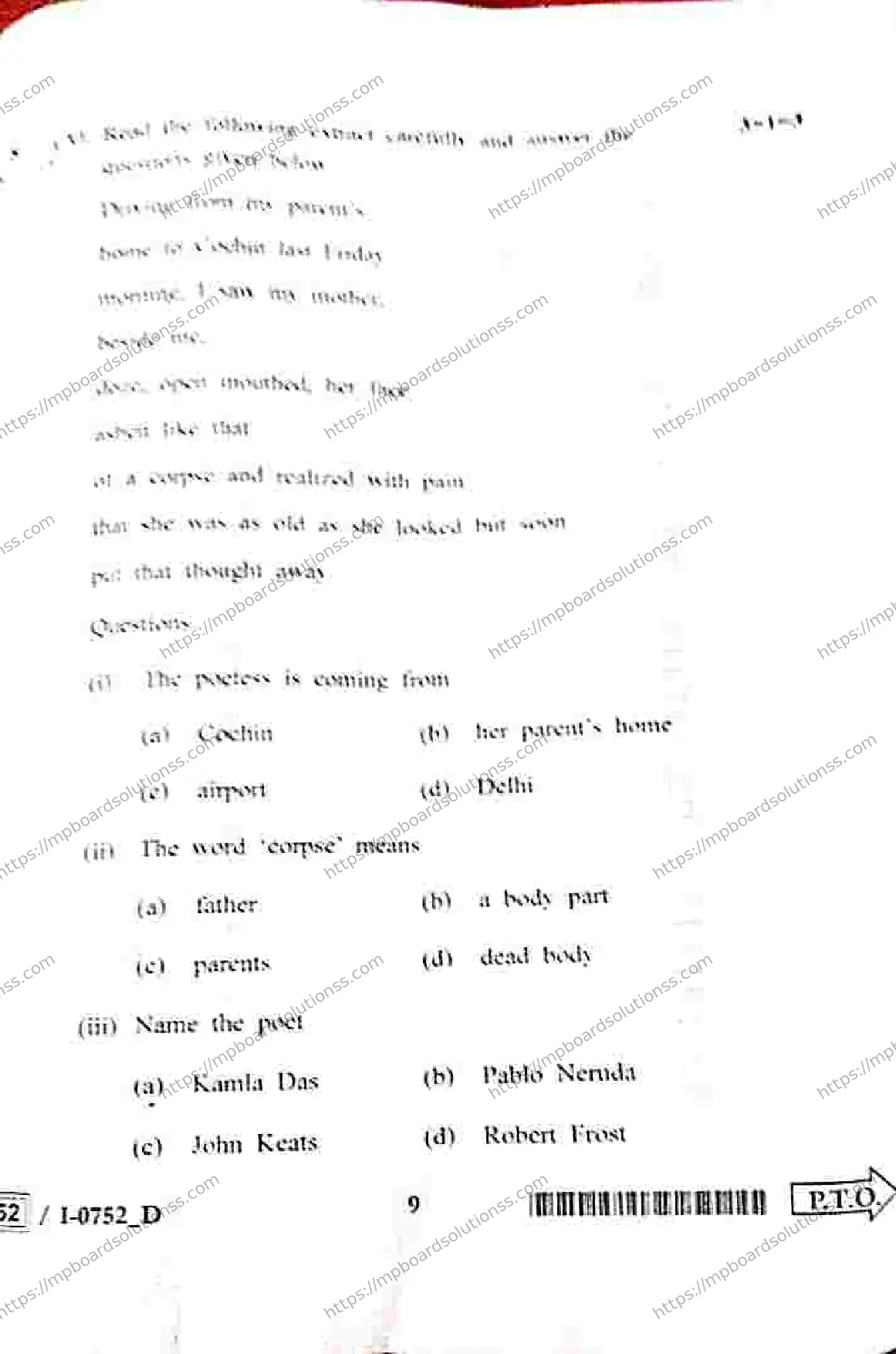 MP Board Class 12 English I Set D-853542 Final Paper 2024 Image 9