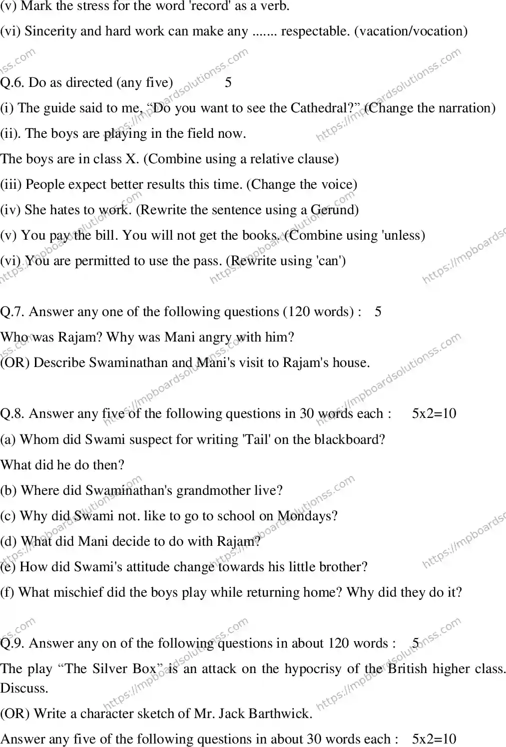 MP Board Class 12 English SPECIAL-217887 Final Paper 2014 Image 3