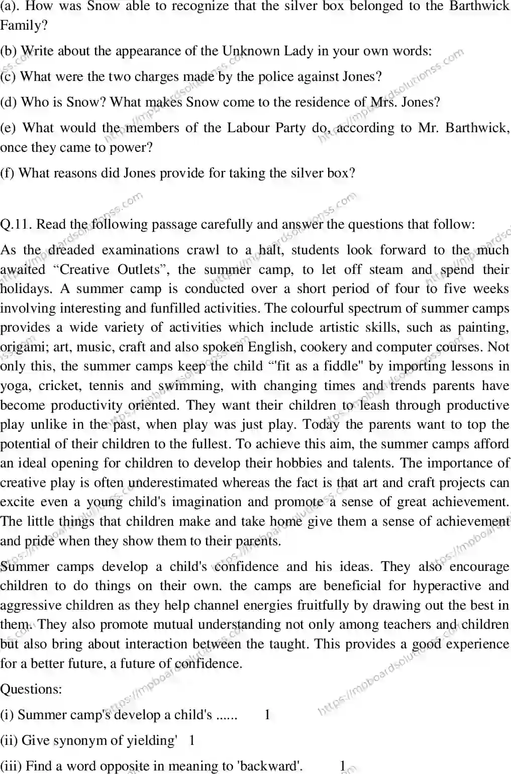 MP Board Class 12 English SPECIAL-217887 Final Paper 2014 Image 4