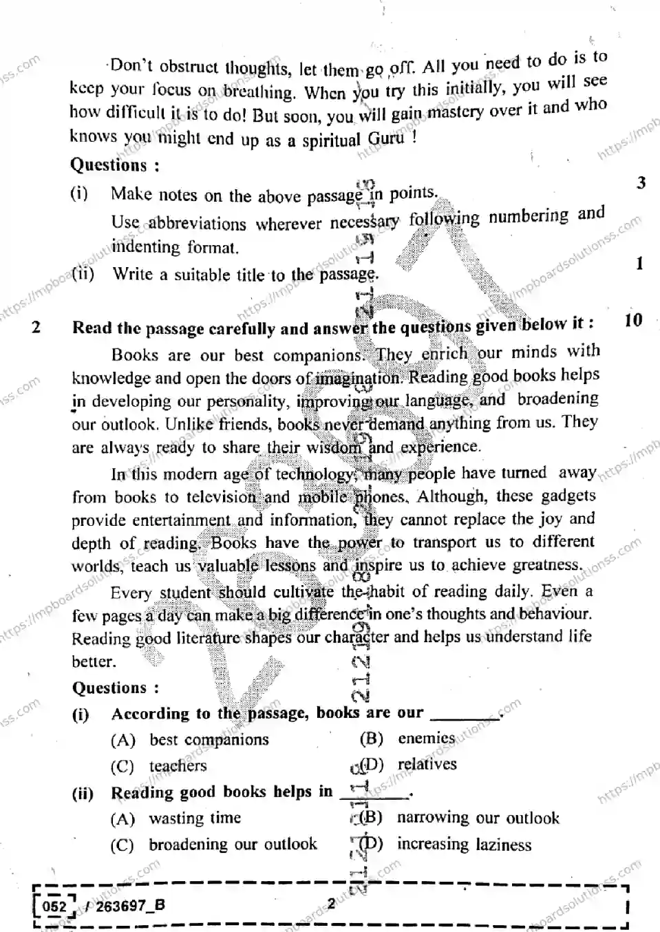 MP Board Class 12 English Set B-676151 Final Paper 2026 Image 2