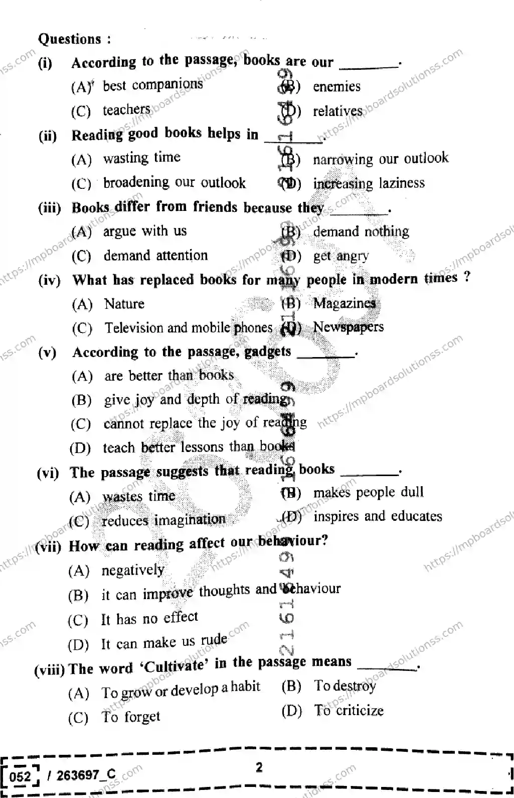 MP Board Class 12 English Set C-727204 Final Paper 2026 Image 2
