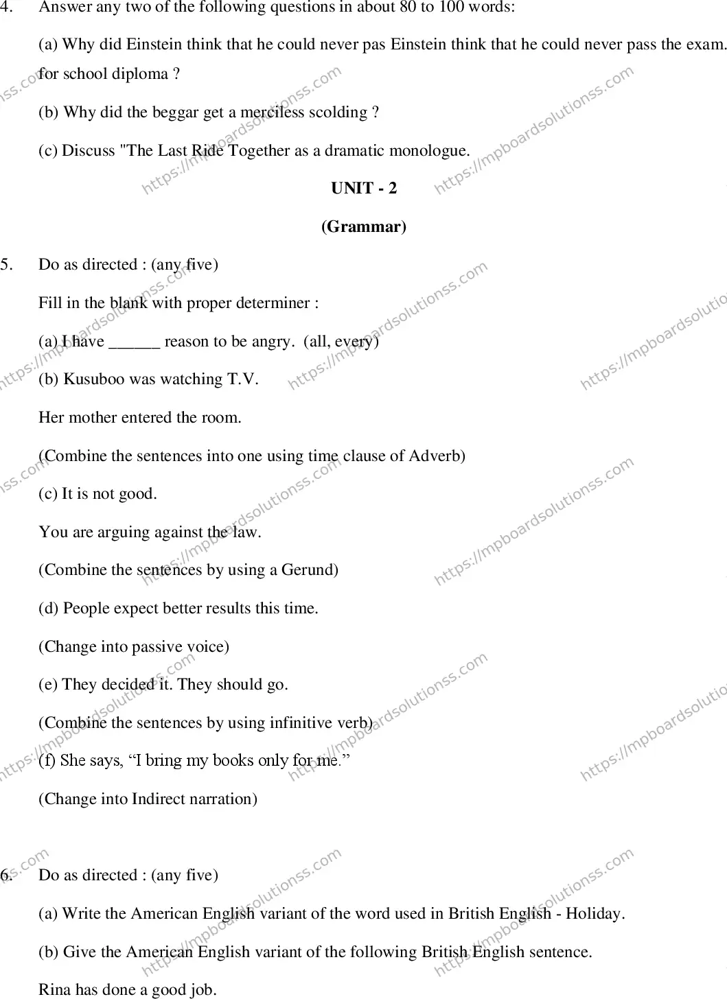 MP Board Class 12 English Special-187293 Final Paper 2020 Image 3