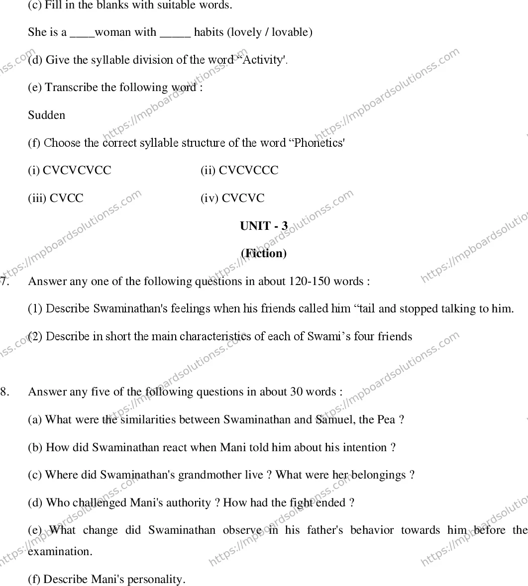MP Board Class 12 English Special-187293 Final Paper 2020 Image 4