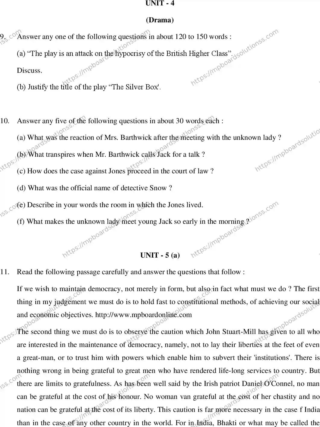 MP Board Class 12 English Special-187293 Final Paper 2020 Image 5