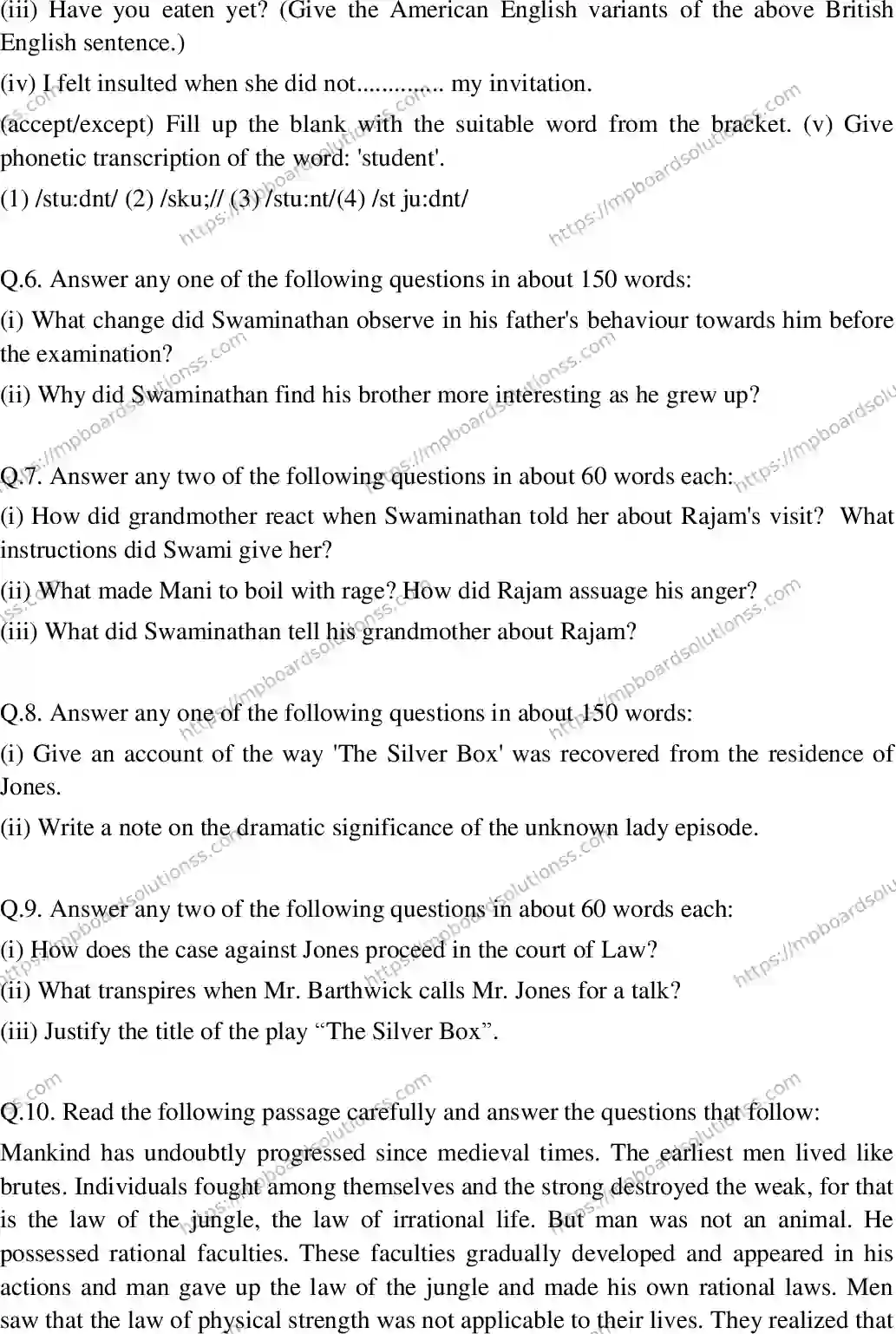 MP Board Class 12 English Special-255210 Final Paper 2013 Image 3