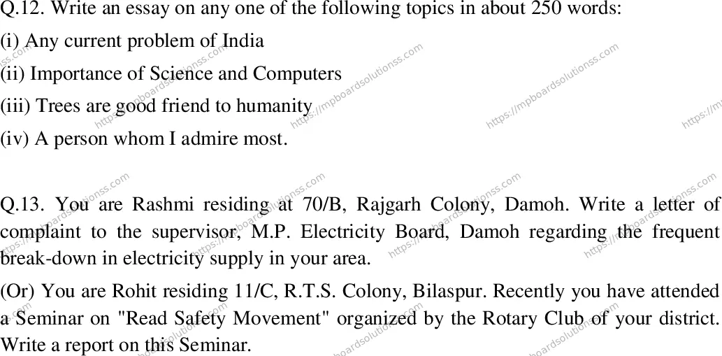 MP Board Class 12 English Special-255210 Final Paper 2013 Image 5