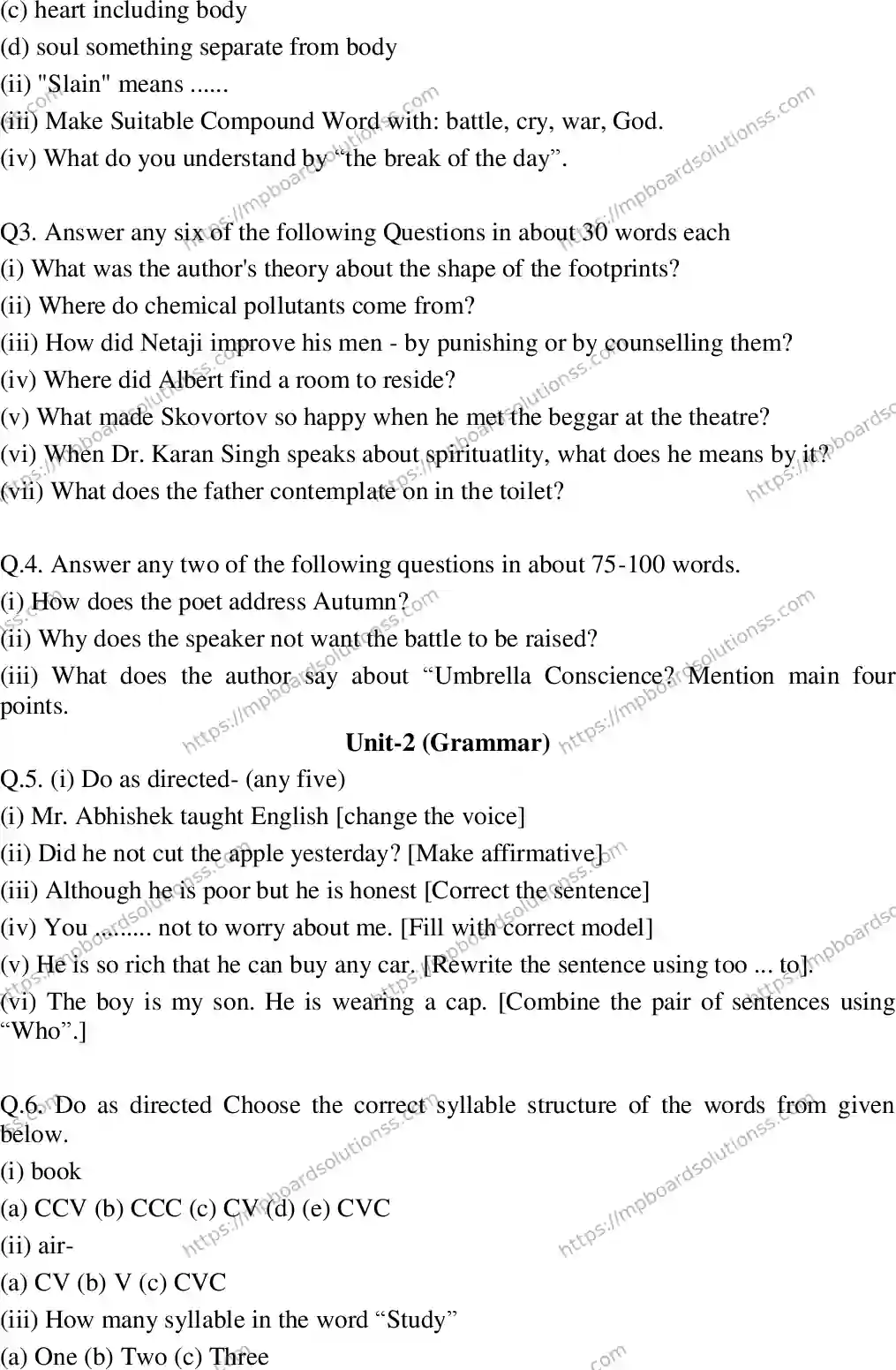MP Board Class 12 English Special-394639 Final Paper 2015 Image 2