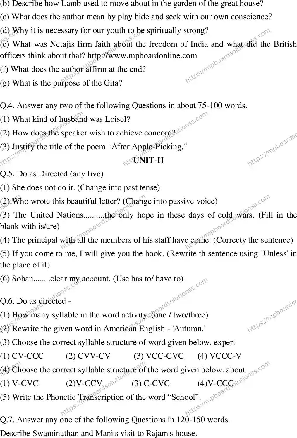 MP Board Class 12 English Special-395594 Final Paper 2017 Image 2
