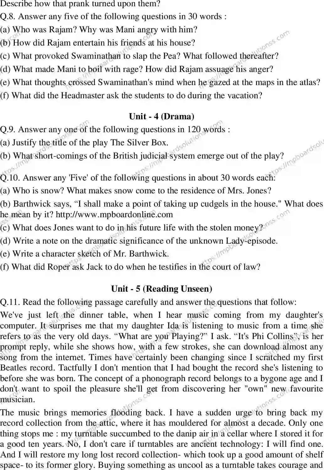 MP Board Class 12 English Special-662304 Final Paper 2016 Image 3