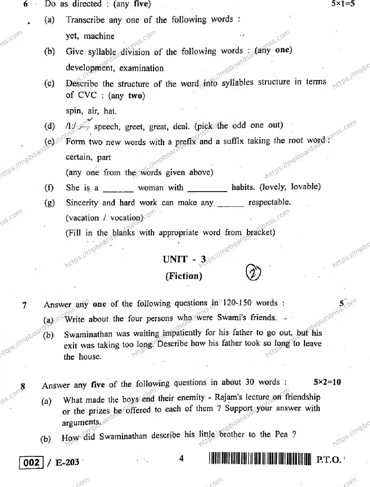 MP Board Class 12 English Special E-970232 Final Paper 2019 Image 4