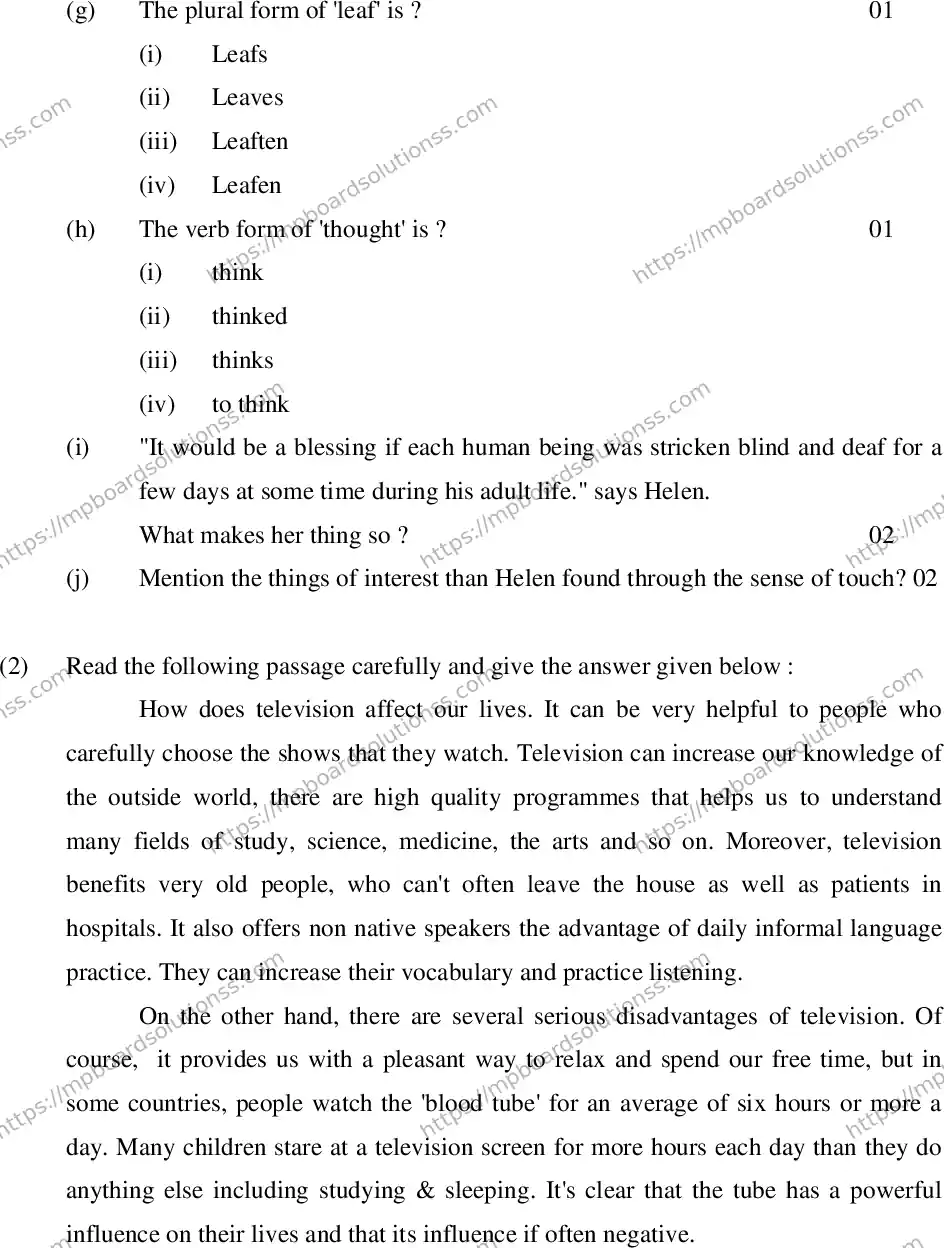 MP Board Class 12 General English With Answer-828045 Final Paper 2012 Image 4