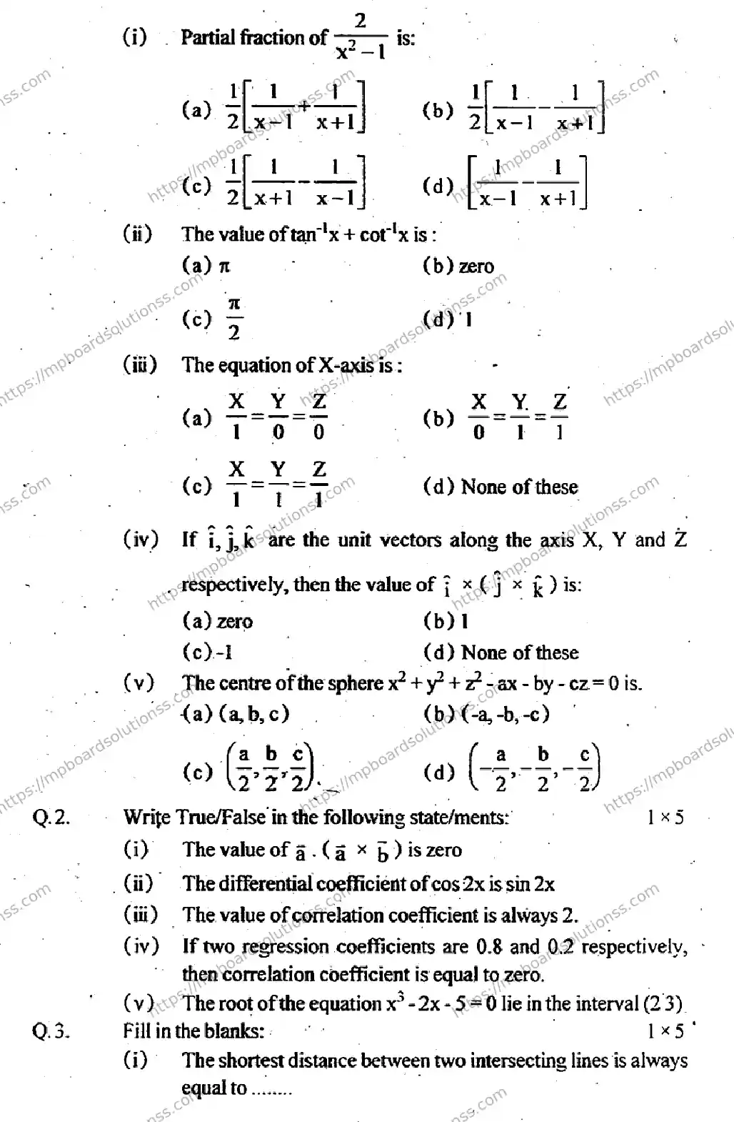 MP Board Class 12 Higher Mathematics EM-377169 Final Paper 2012 Image 2