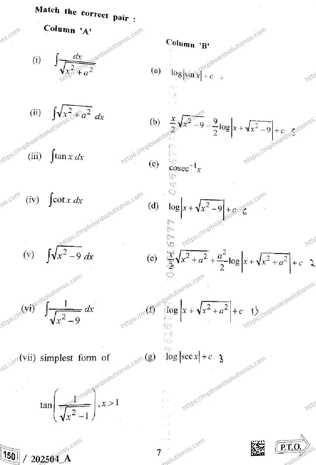 MP Board Class 12 Higher Mathematics Set A-303067 Final Paper 2025 Image 7