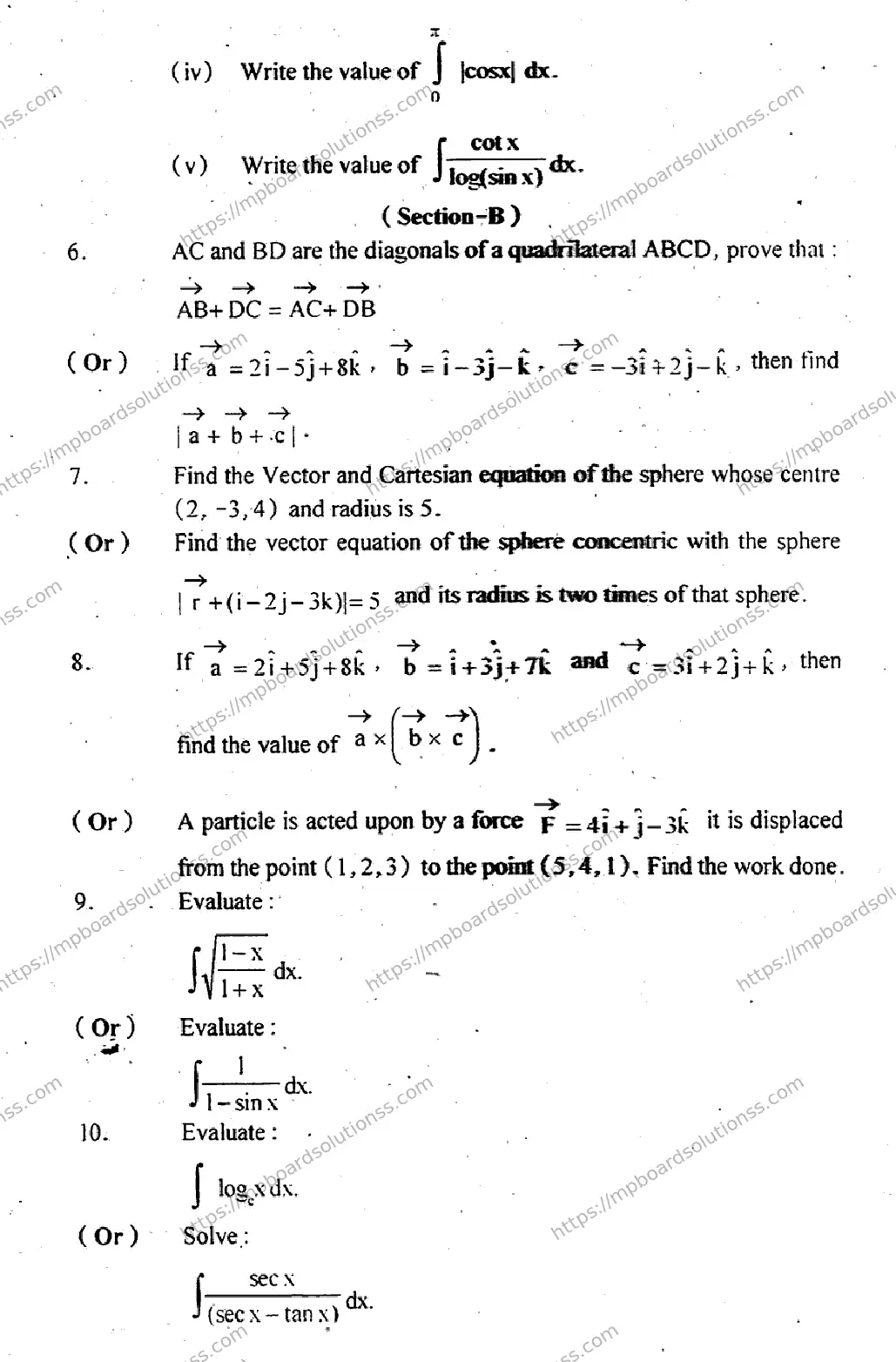 MP Board Class 12 Higher Mathmatics EM-477462 Final Paper 2014 Image 4