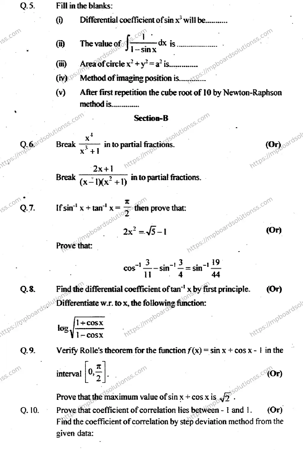 MP Board Class 12 Higher Mathmatics EM-819823 Final Paper 2013 Image 4