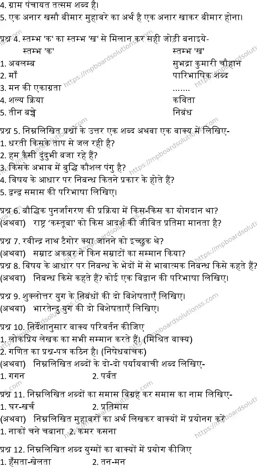 MP Board Class 12 Hindi General-676817 Final Paper 2016 Image 2