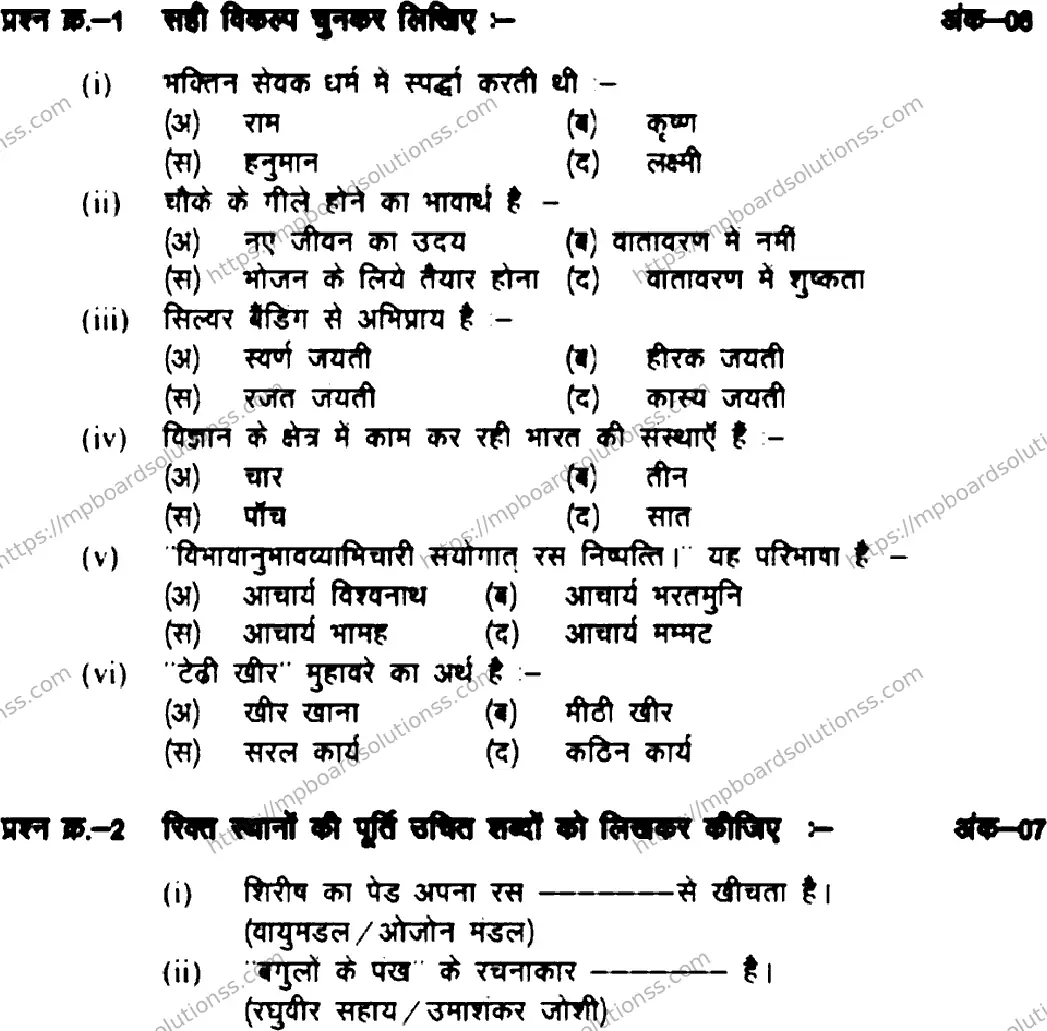 MP Board Class 12 Hindi General HE Supplementary-186556 Final Paper 2022 Image 2