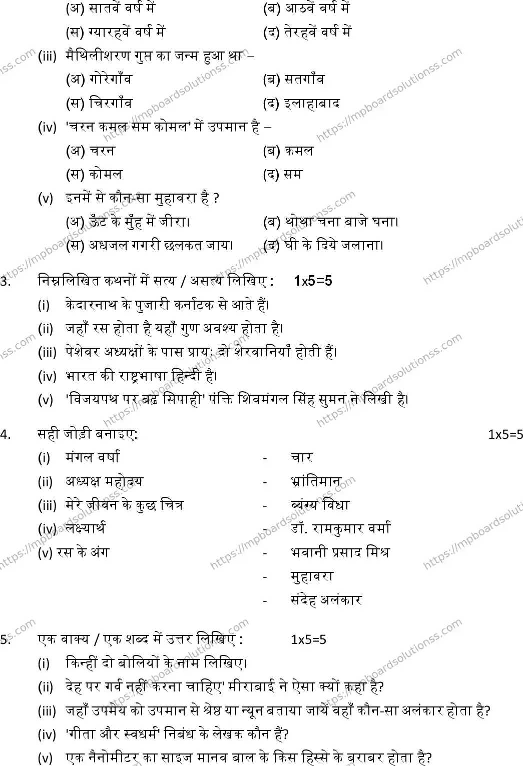 MP Board Class 12 Hindi Special-550699 Final Paper 2019 Image 2