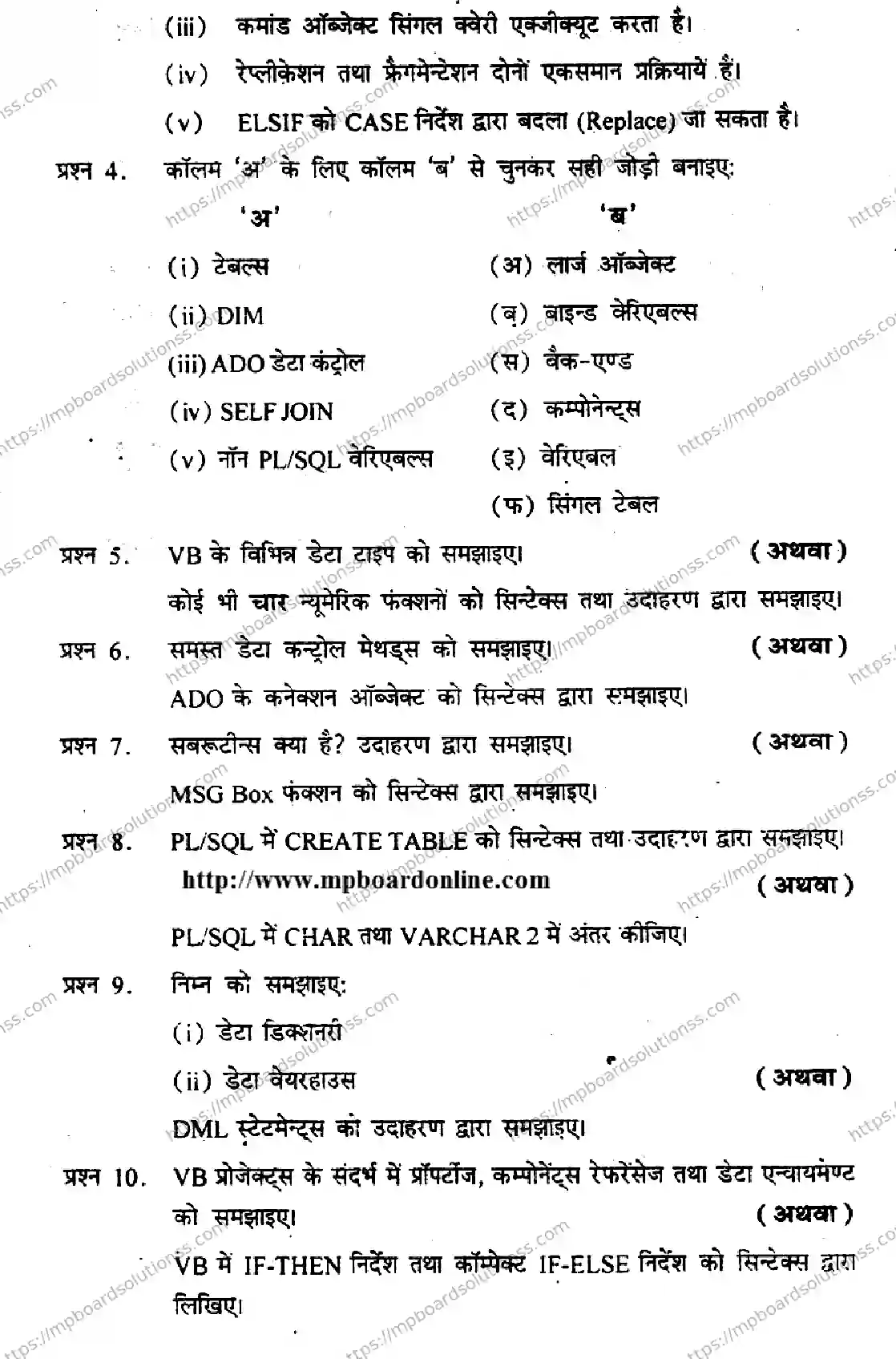 MP Board Class 12 Informatics Practices-227345 Final Paper 2013 Image 2