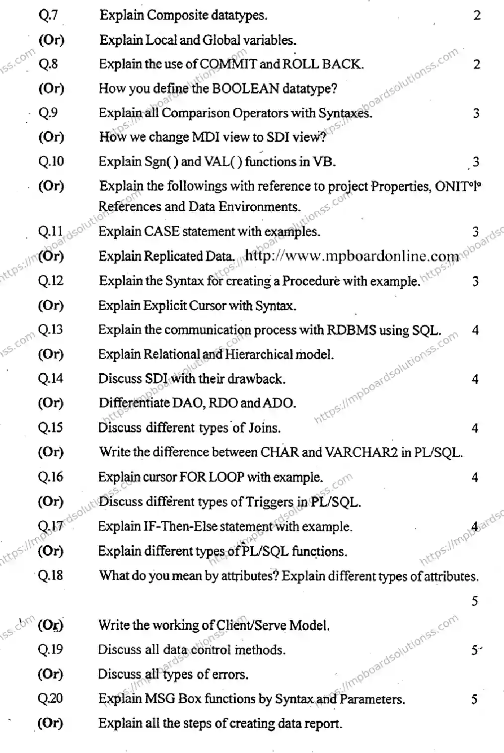 MP Board Class 12 Informatics Practices-507219 Final Paper 2018 Image 6