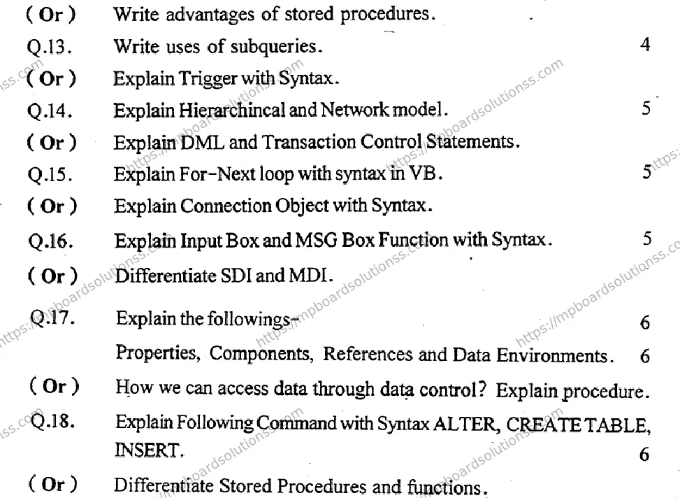 MP Board Class 12 Informatics Practices HE P -955551 Final Paper 2015 Image 3