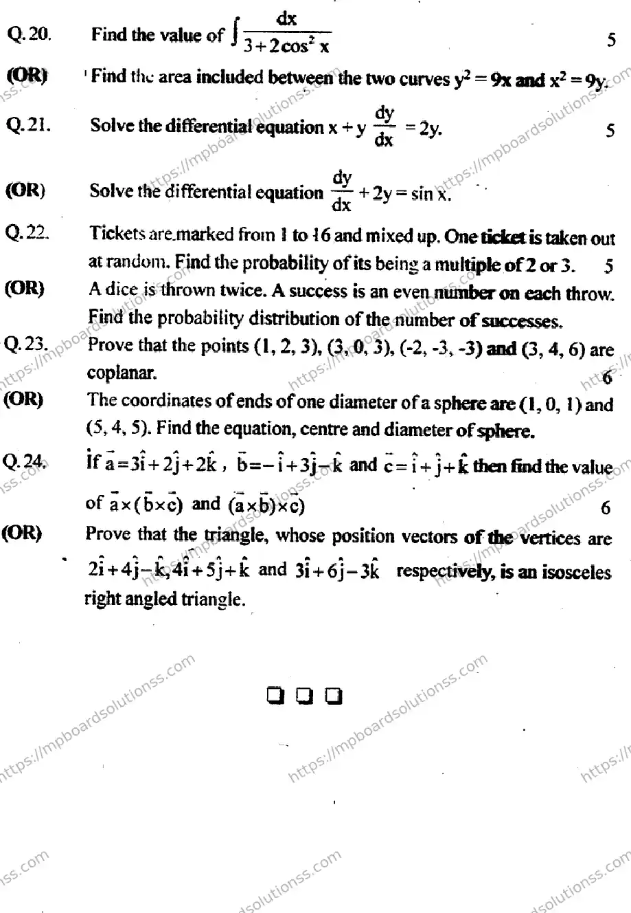 MP Board Class 12 Mathmatics-583454 Final Paper 2016 Image 10