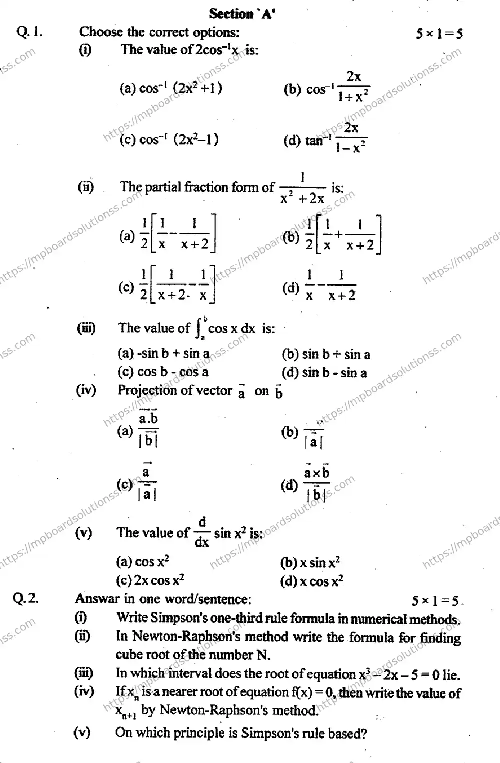 MP Board Class 12 Mathmatics-583454 Final Paper 2016 Image 6