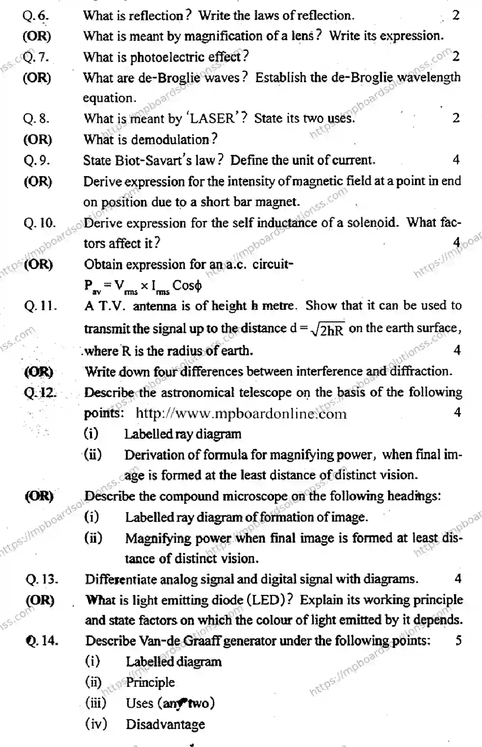 MP Board Class 12 Physics-739528 Final Paper 2016 Image 7