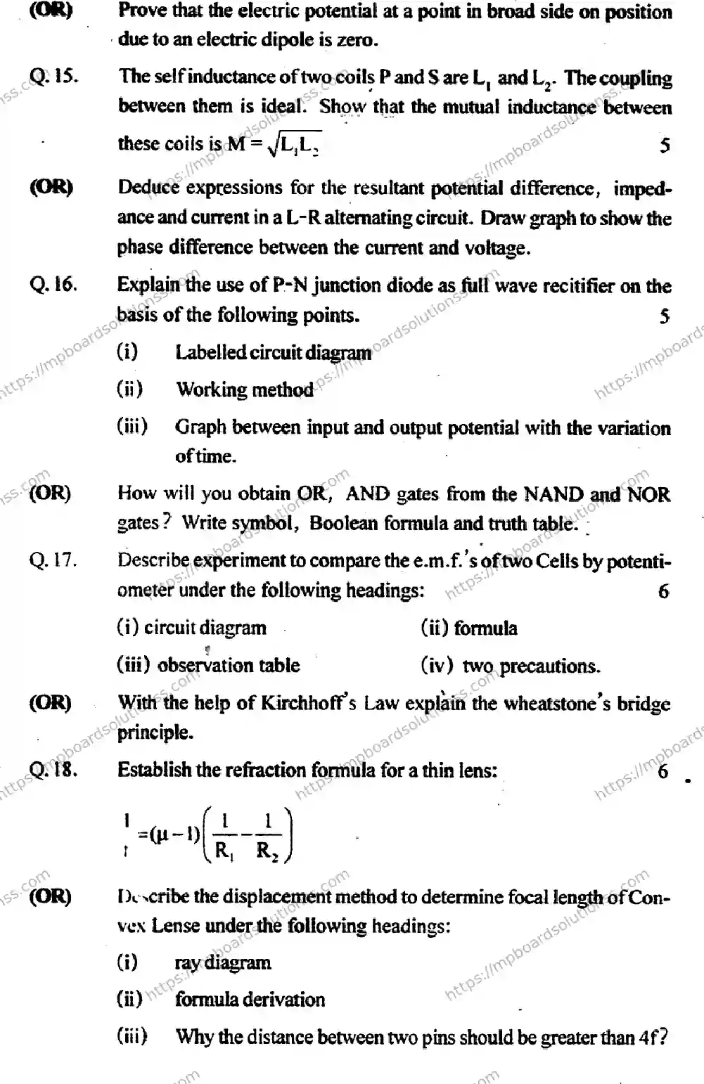 MP Board Class 12 Physics-739528 Final Paper 2016 Image 8