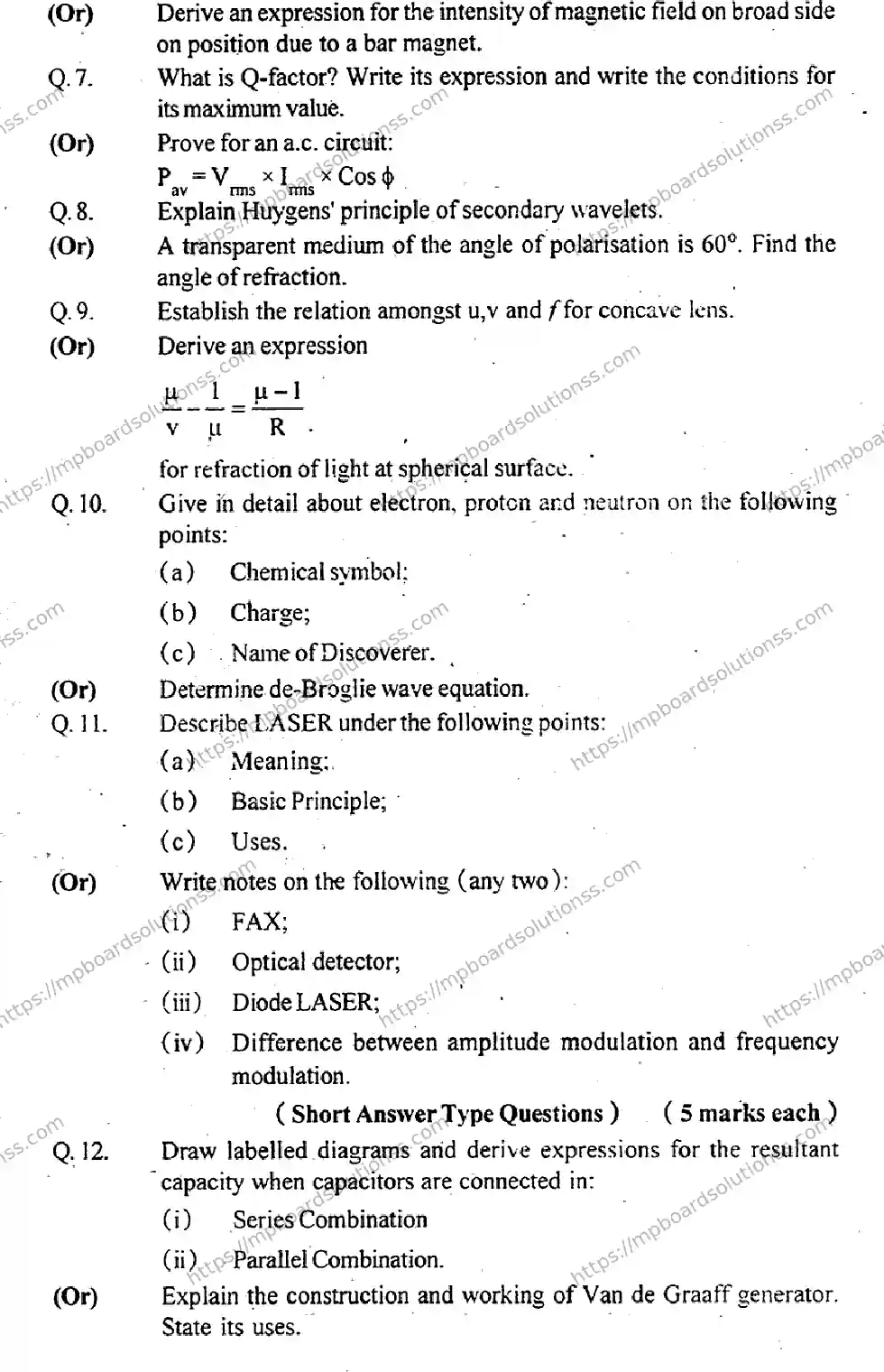 MP Board Class 12 Physics EM-473833 Final Paper 2012 Image 3