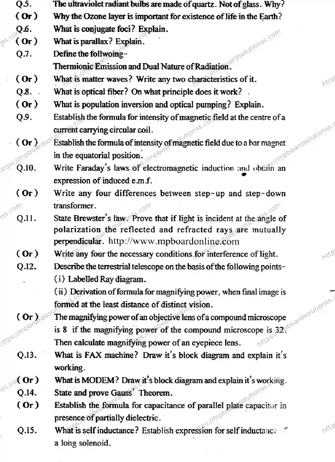 MP Board Class 12 Physics EM-999417 Final Paper 2015 Image 3