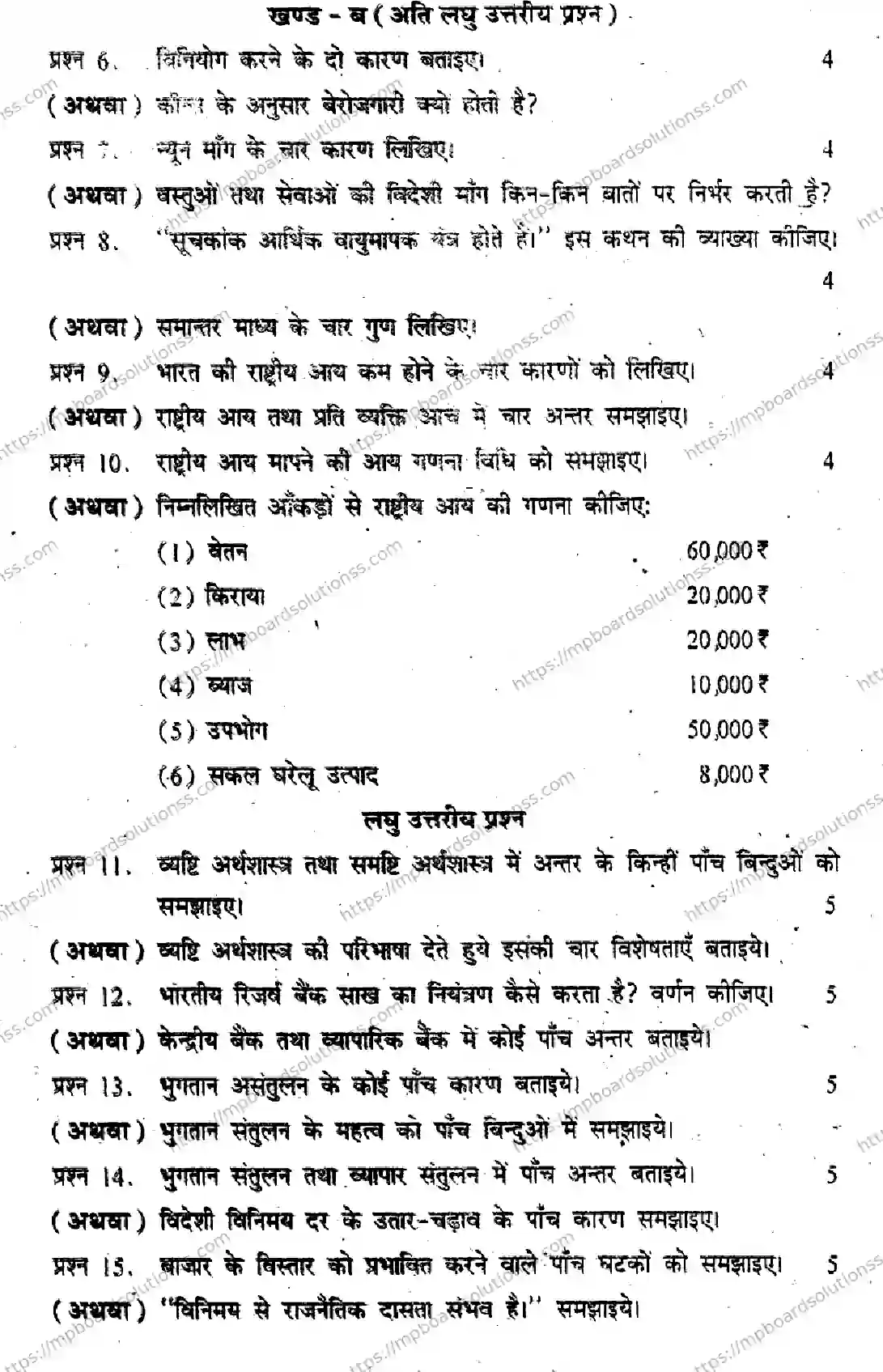 MP Board Class 12 Vyavsayik Arthshastra-106843 Final Paper 2012 Image 3