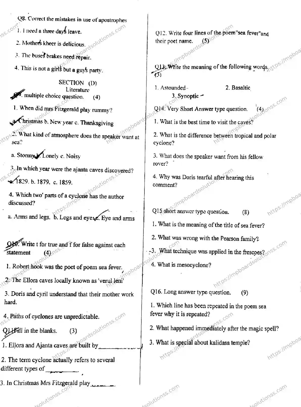 MP Board Class 6 English-373650 Final Paper 2024 Image 2