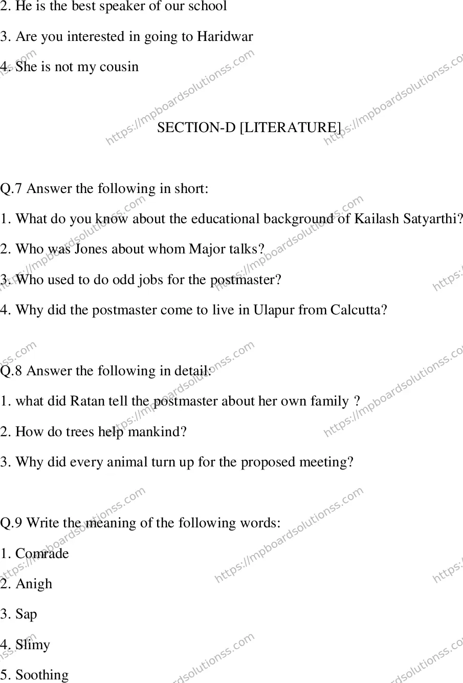 MP Board Class 6 English SA -449779 Final Paper 2023 Image 4